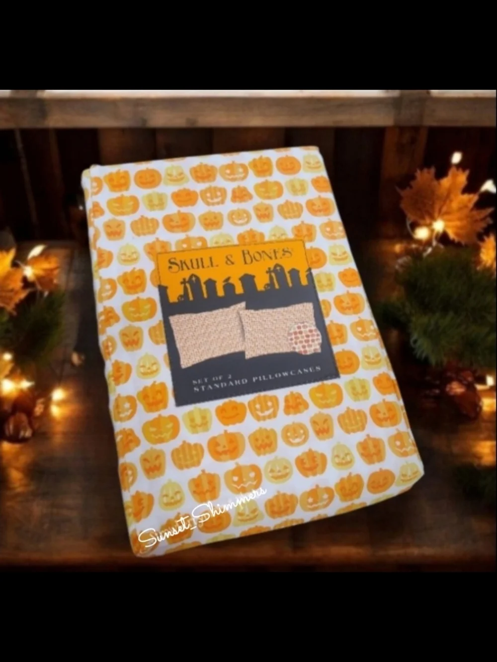 2pc Halloween Jack O Lantern Pumpkin Standard 100% Cotton Pillowcase Set New